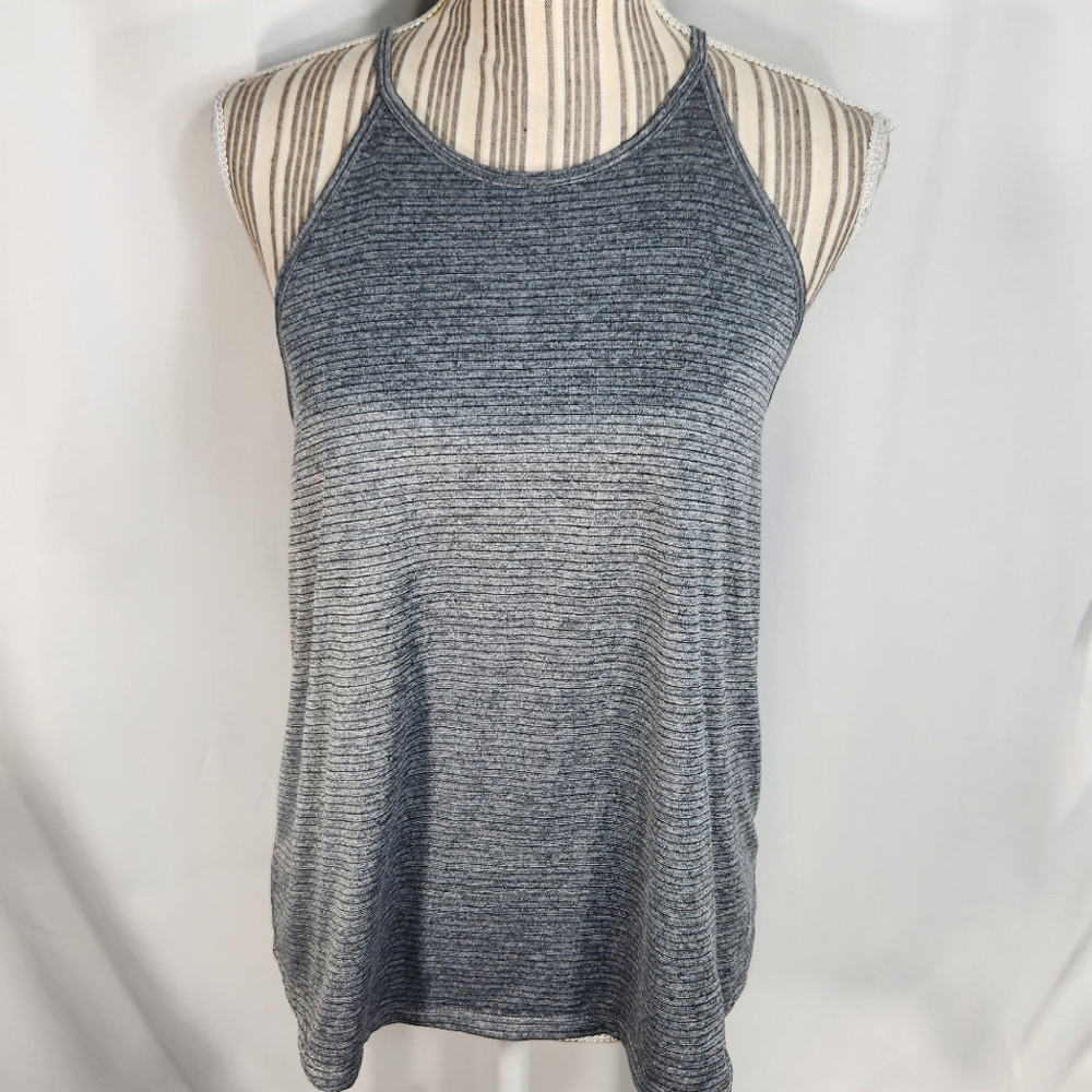 Old Navy Active Go Dry Grey & Black Striped Exercise Tank Top Size Medium